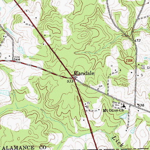 Topographic Map of Mandale, NC