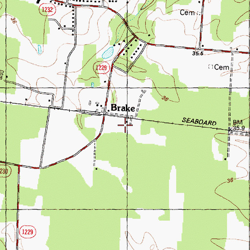 Topographic Map of Brake, NC