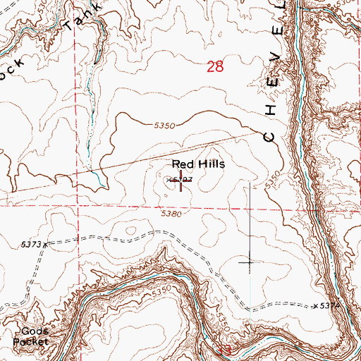 Topographic Map of Red Hills, AZ