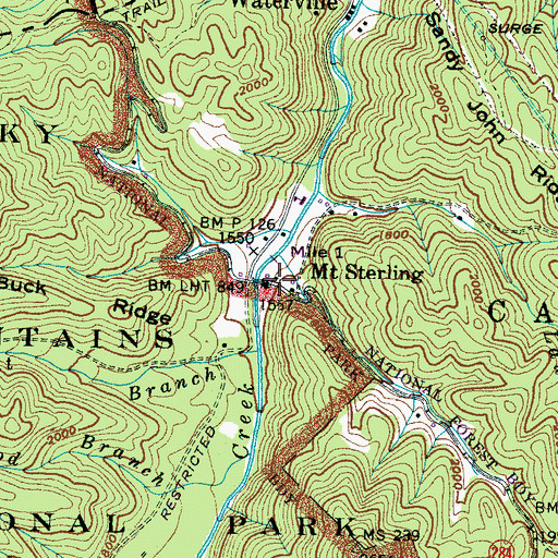Topographic Map of Mount Sterling, NC