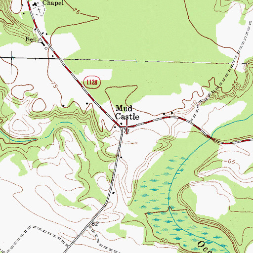 Topographic Map of Mud Castle, NC