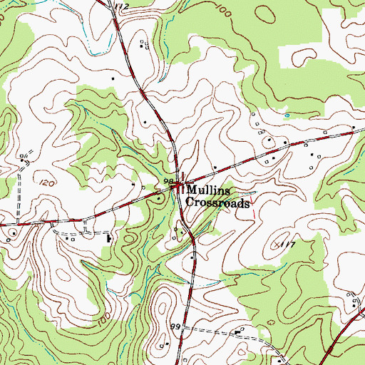 Topographic Map of Mullins Crossroads, NC