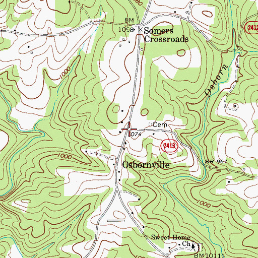 Topographic Map of Osbornville, NC