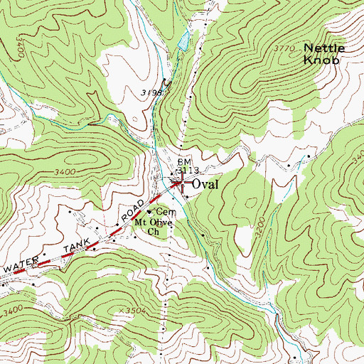 Topographic Map of Oval, NC
