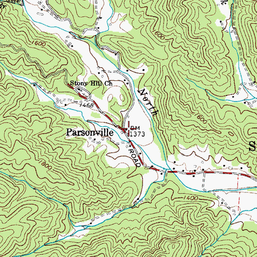 Topographic Map of Parsonville, NC