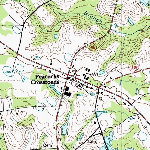 Topographic Map of Peacocks Crossroads, NC