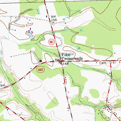 Topographic Map of Pike Crossroads, NC