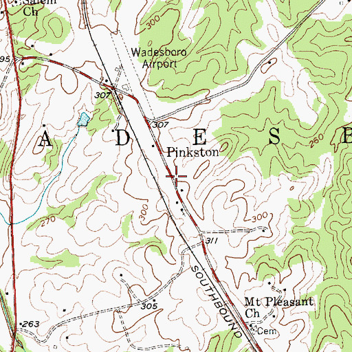 Topographic Map of Pinkston, NC