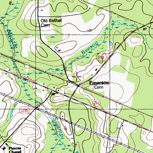 Topographic Map of Emerson, NC
