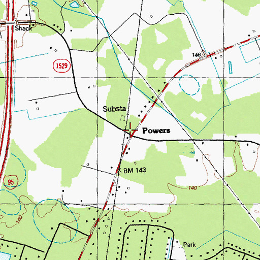 Topographic Map of Powers, NC