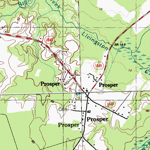 Topographic Map of Prosper, NC