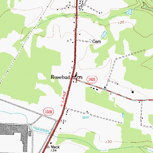 Topographic Map of Rosebud, NC