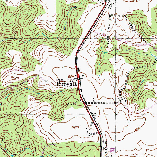 Topographic Map of Rubyatt, NC
