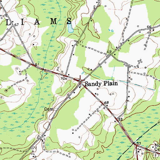 Topographic Map of Sandy Plain, NC
