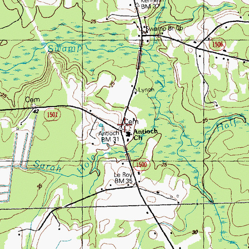 Topographic Map of Suburb, NC