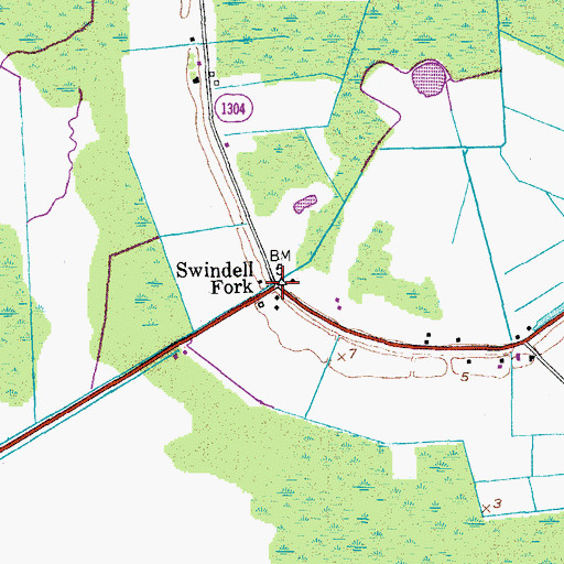 Topographic Map of Swindell Fork, NC