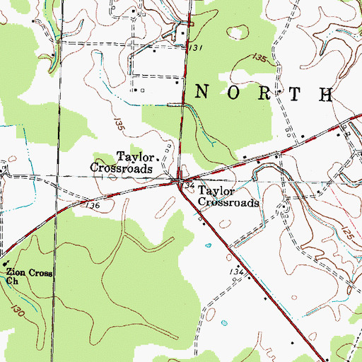 Topographic Map of Taylor Crossroads, NC