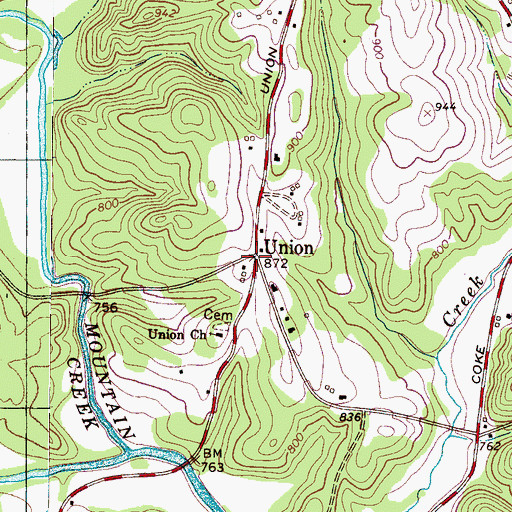 Topographic Map of Union, NC
