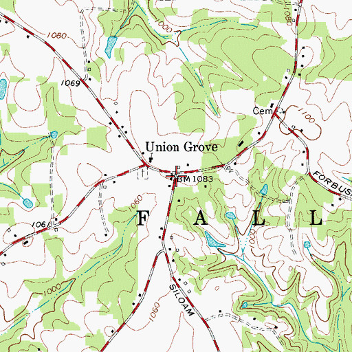 Topographic Map of Union Grove, NC