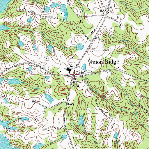 Topographic Map of Union Ridge, NC