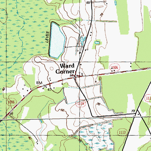 Topographic Map of Ward Corner, NC