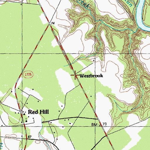 Topographic Map of Westbrook, NC