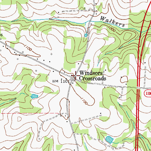 Topographic Map of Windsors Crossroads, NC