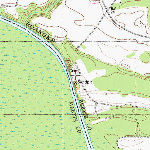 Topographic Map of Mooring Landing, NC