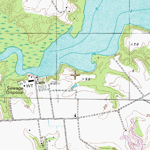 Topographic Map of Capeharts Fishery, NC