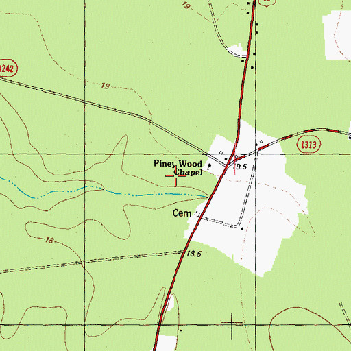 Topographic Map of Piney Wood, NC
