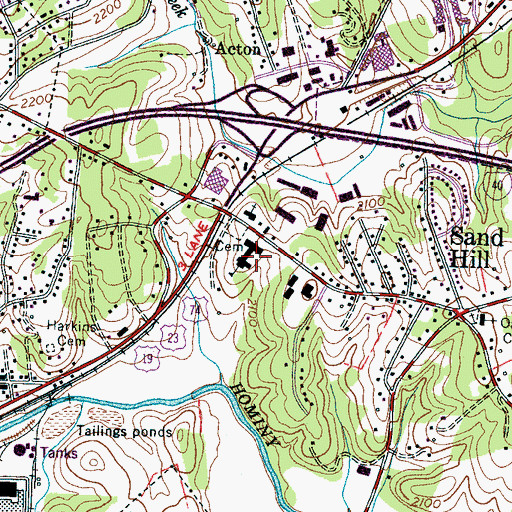 Topographic Map of Sand Hill Primary School, NC