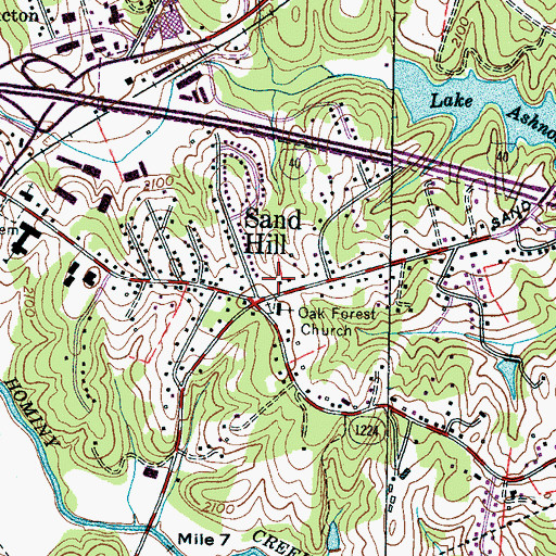 Topographic Map of Sand Hill Middle School, NC