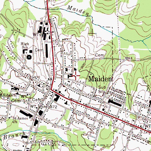 Topographic Map of Maiden Elementary School, NC