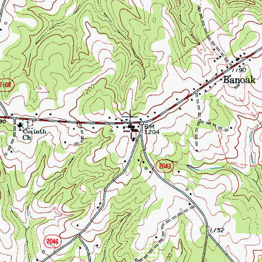 Topographic Map of Banoak Elementary School, NC