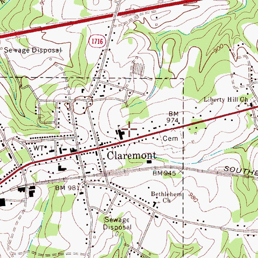 Topographic Map of Claremont Elementary School, NC