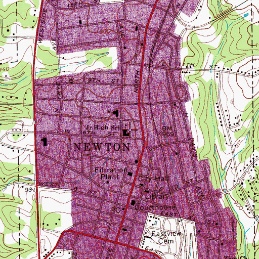 Topographic Map of Newton-Conover Junior High School, NC
