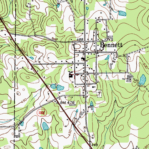 Topographic Map of Bennett Elementary School, NC