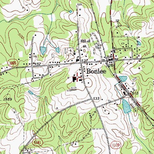 Topographic Map of Bonlee Elementary School, NC