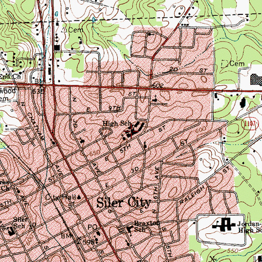 Topographic Map of Chatham Middle School, NC
