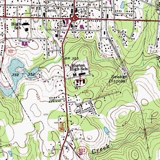Topographic Map of Pittsboro Elementary School, NC