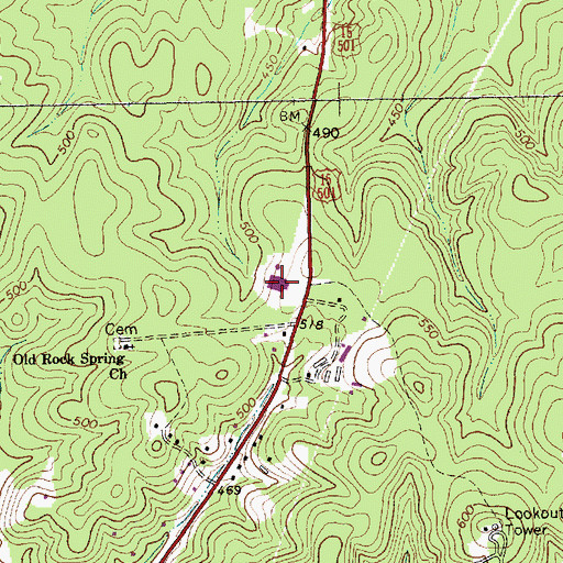 Topographic Map of Northwood High School, NC