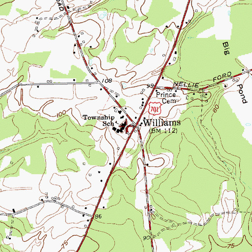 Topographic Map of Williams Township High School, NC