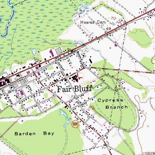 Topographic Map of Fair Bluff Elementary School, NC