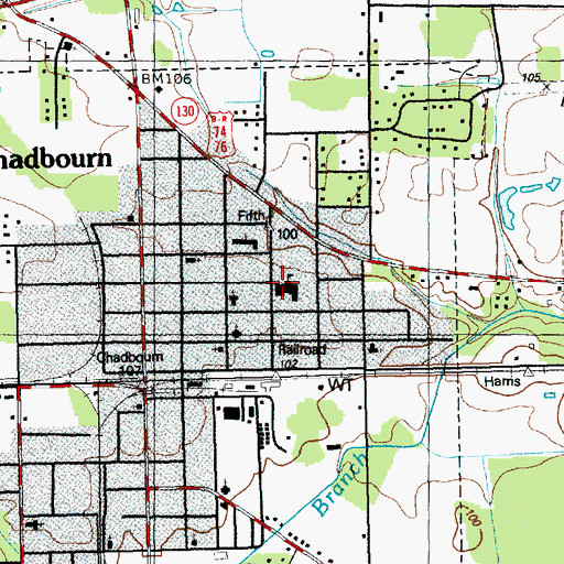 Topographic Map of Chadbourn Elementary School, NC