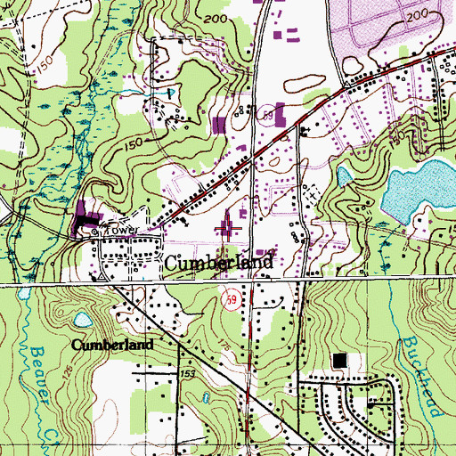 Topographic Map of Cumberland Mills Elementary School, NC