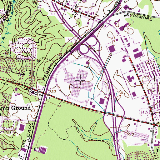 Topographic Map of Cross Creek Mall, NC