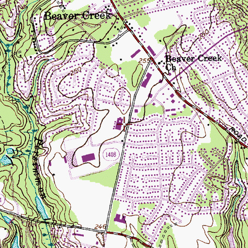 Topographic Map of Ponderosa Elementary School, NC