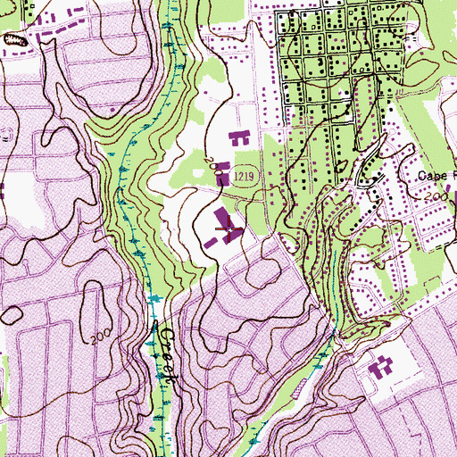 Topographic Map of Douglas Byrd High School, NC