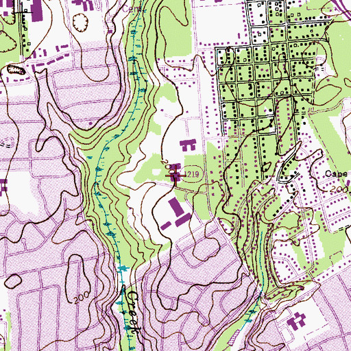 Topographic Map of Douglas Byrd Middle School, NC
