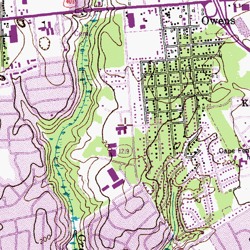 Topographic Map of Douglas Byrd Elementary School, NC